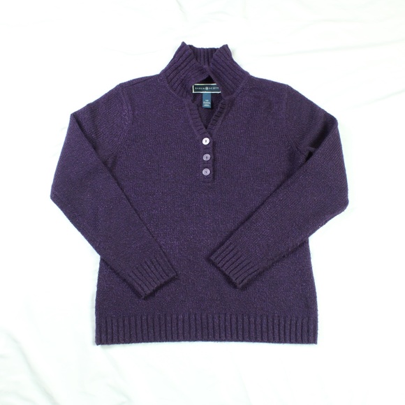 Karen Scott Sweaters - Ladies' Karen Scott Size XS Puple Sweater Collared